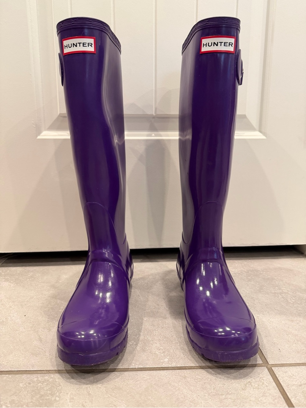 Hunter Original Tall Gloss Rain Boots Purple Women's Size 6 (UK 4/EU 37)